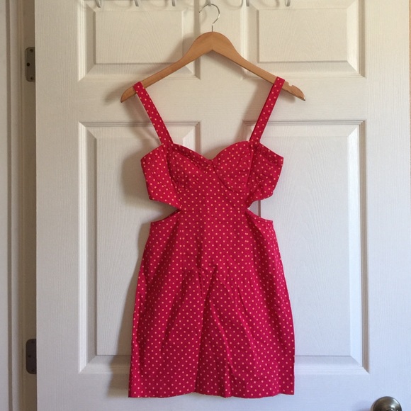 Kimchi Blue Polka Dotted Dress with Cut Out
