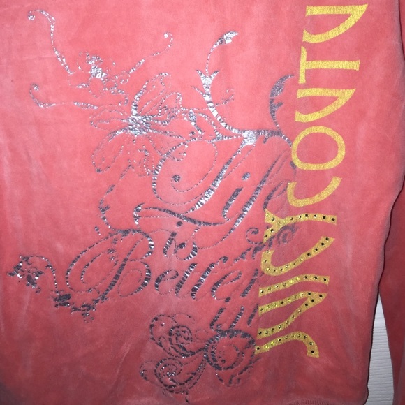 Pink Juicy Couture Velour Zip Up Hoodie size L - Picture 2 of 4
