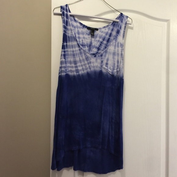 Blue tie dy high low tank top