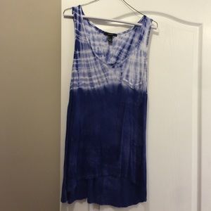 Blue tie dy high low tank top