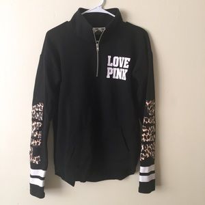 PINK Black-Cheetah Half Zip