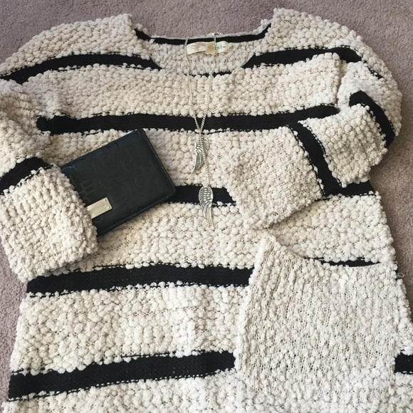Cream and black stripe sweater