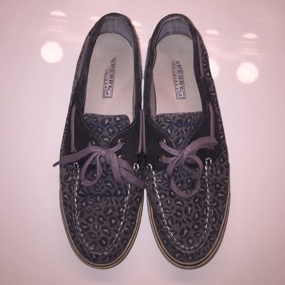 Grey Leopard Print Sperry Slip On Size 8.5