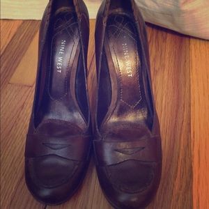 Nine West loafer heels brown