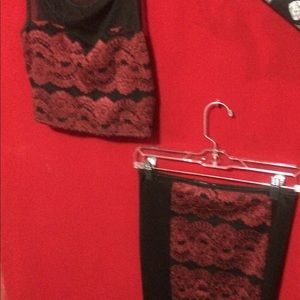 Black and red 2 piece lace outfit