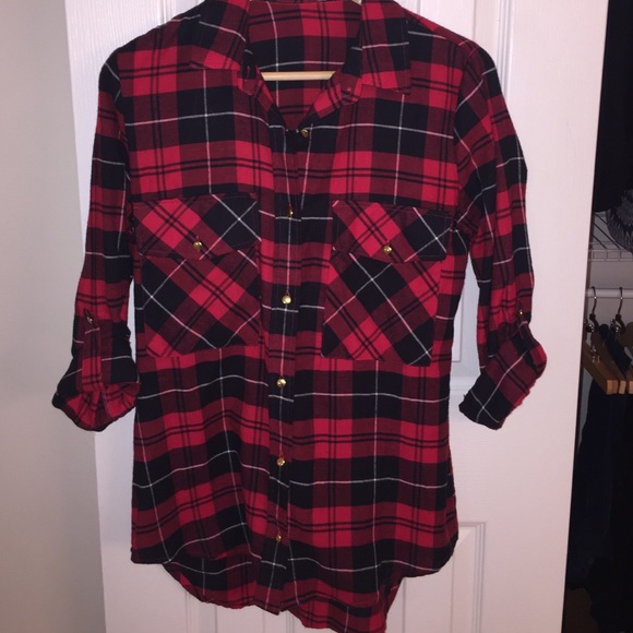 Red and Black Plaid Flannel Tunic Size XS