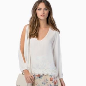 Cream Tobi Blouse with Lace Detail Size S