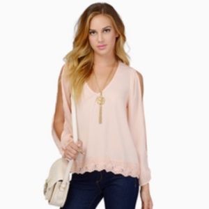 Tobi Pink Blouse With Lace Detail Size S