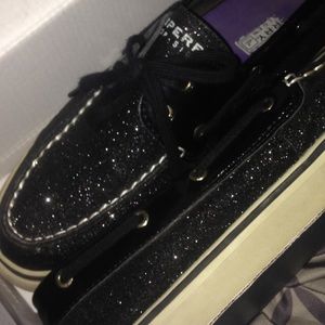 Sparkly black sperry top-sider's