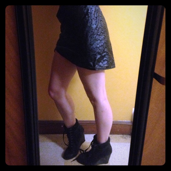 Black faux leather skirt