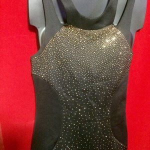 Gold and silver Sparkle detail black short dress
