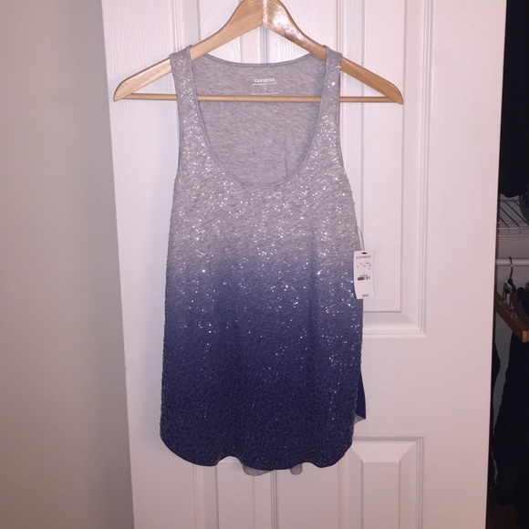 New Ombré blue/grey sequin Express Tank Size S