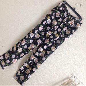 High Waist Trouser - Floral/Black