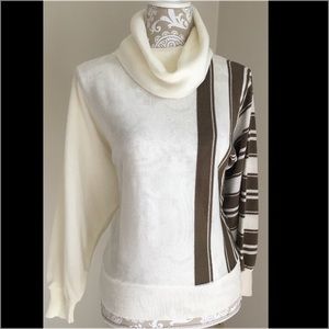 Sheer side stripped sweater