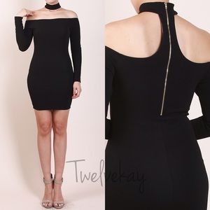 Black neck choker dress