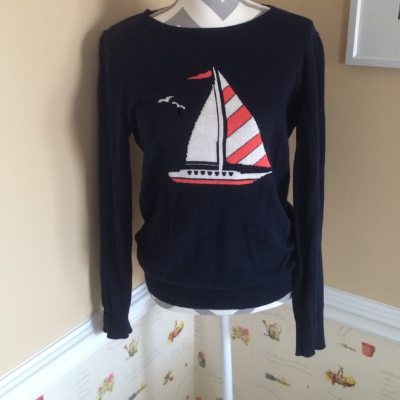 Old navy sweater with sailboat.