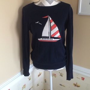 Old navy sweater with sailboat.