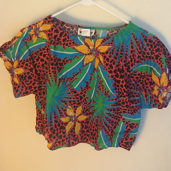 Wild Honey Tropical Print Crop Top