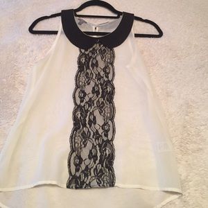 White and black lace Charlotte Russe Top