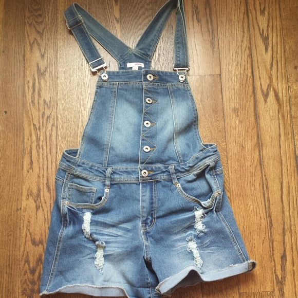 Denim short overalls