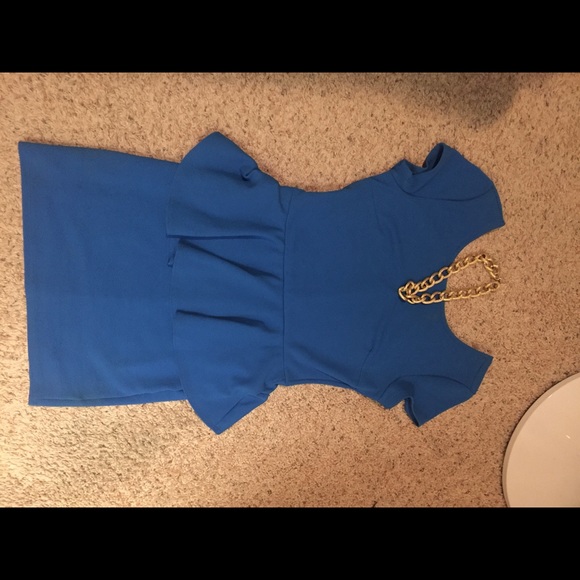 Blue peplum dress stretch