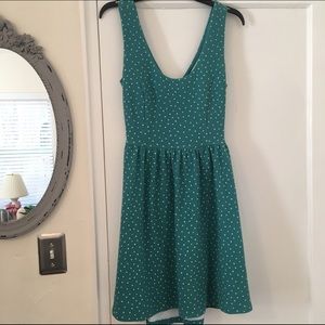 Blue/green polka dot dress
