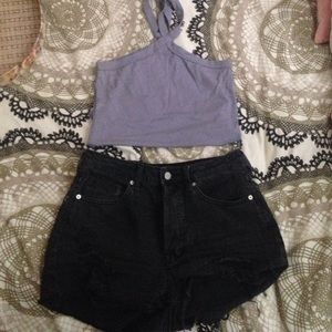 H&M high waist distressed shorts