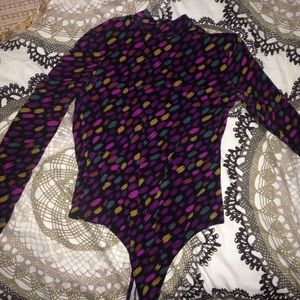 American Apparel printed Ryder bodysuit mock neck