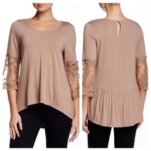 Lace Sleeve Jersey Tunic w/necklace