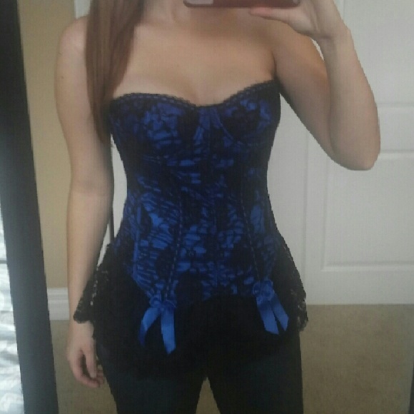 Blue & Black Lace Corset