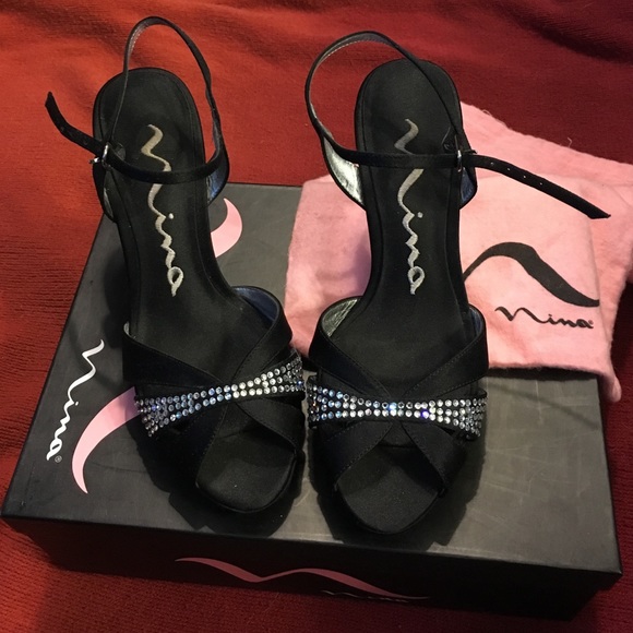 Black with rhinestone heels