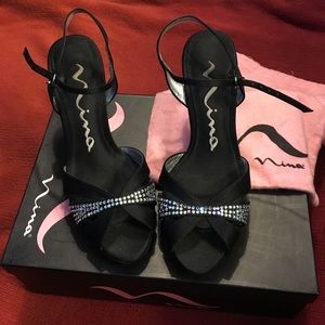 Black with rhinestone heels