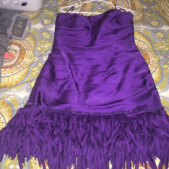 Flapper style shirred dress deep purple