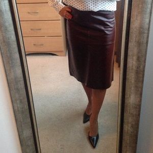 Burgendy 100% Leather skirt