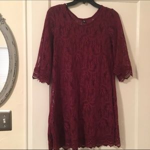 Burgundy Lace Dress with Slip