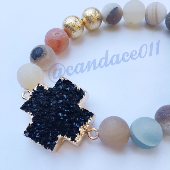 Druzy Cross Bracelet (Black) 💎HP!!!💎 - Picture 2 of 4