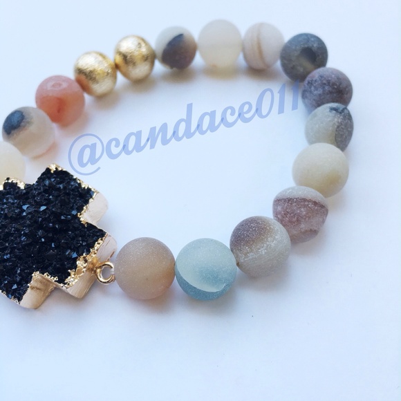 Druzy Cross Bracelet (Black) 💎HP!!!💎 - Picture 3 of 4