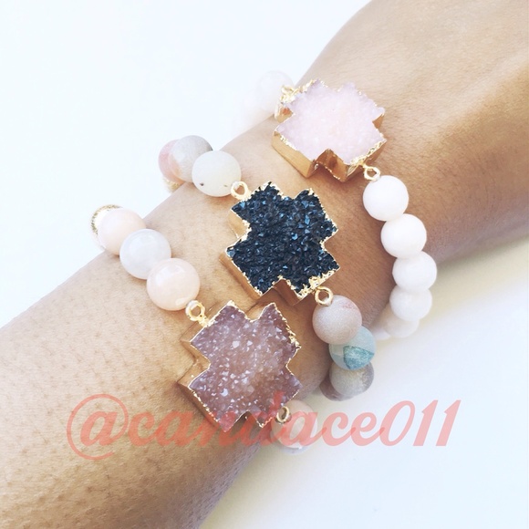 Druzy Cross Bracelet (Black) 💎HP!!!💎 - Picture 4 of 4