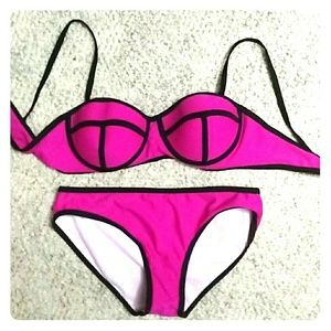 New pink color block bikini!