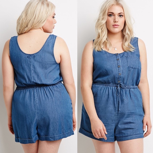 plus size denim romper dress
