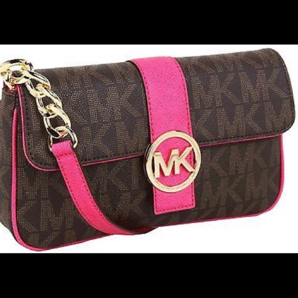 Michael Kors Bags Bnwt Mk Pink And Brown Fulton Handbag Poshmark
