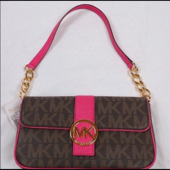 Michael Kors Bags Bnwt Mk Pink And Brown Fulton Handbag Poshmark