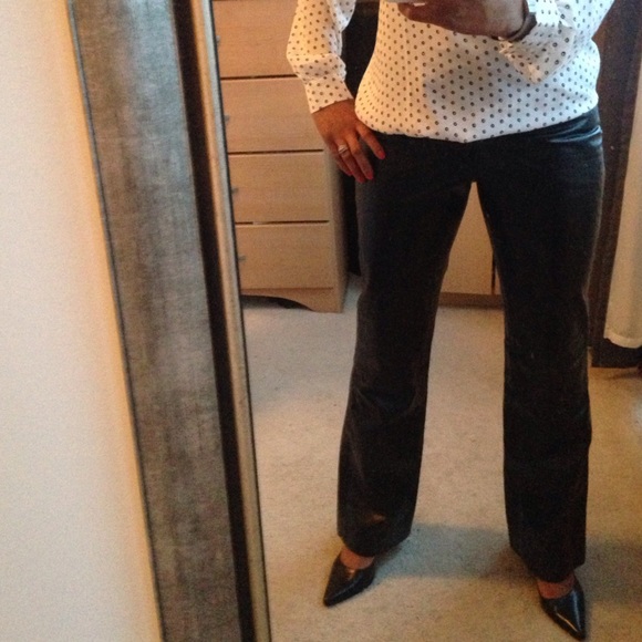 Leather Bootcut Pants