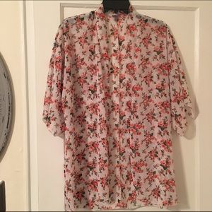 Sheer White and Red Kimono