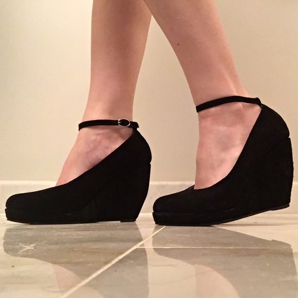 Urban Outfitters Shoes - Urban outfitters black wedge with ankle strap