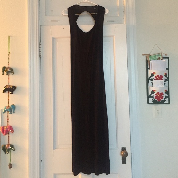 Black open back maxi dress