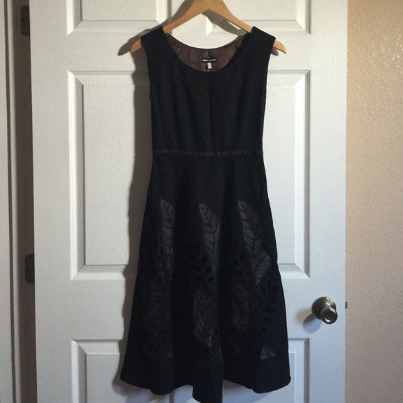 Emporio Armani Black Dress w/  Feathers & Cut Outs