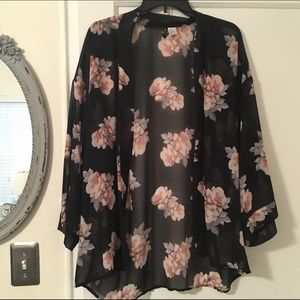 Sexy Black Floral Kimono