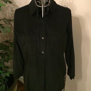 J. Crew black corduroy shirt thin stripes preppy
