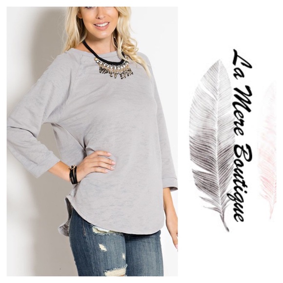 Gray Round Neck Top
